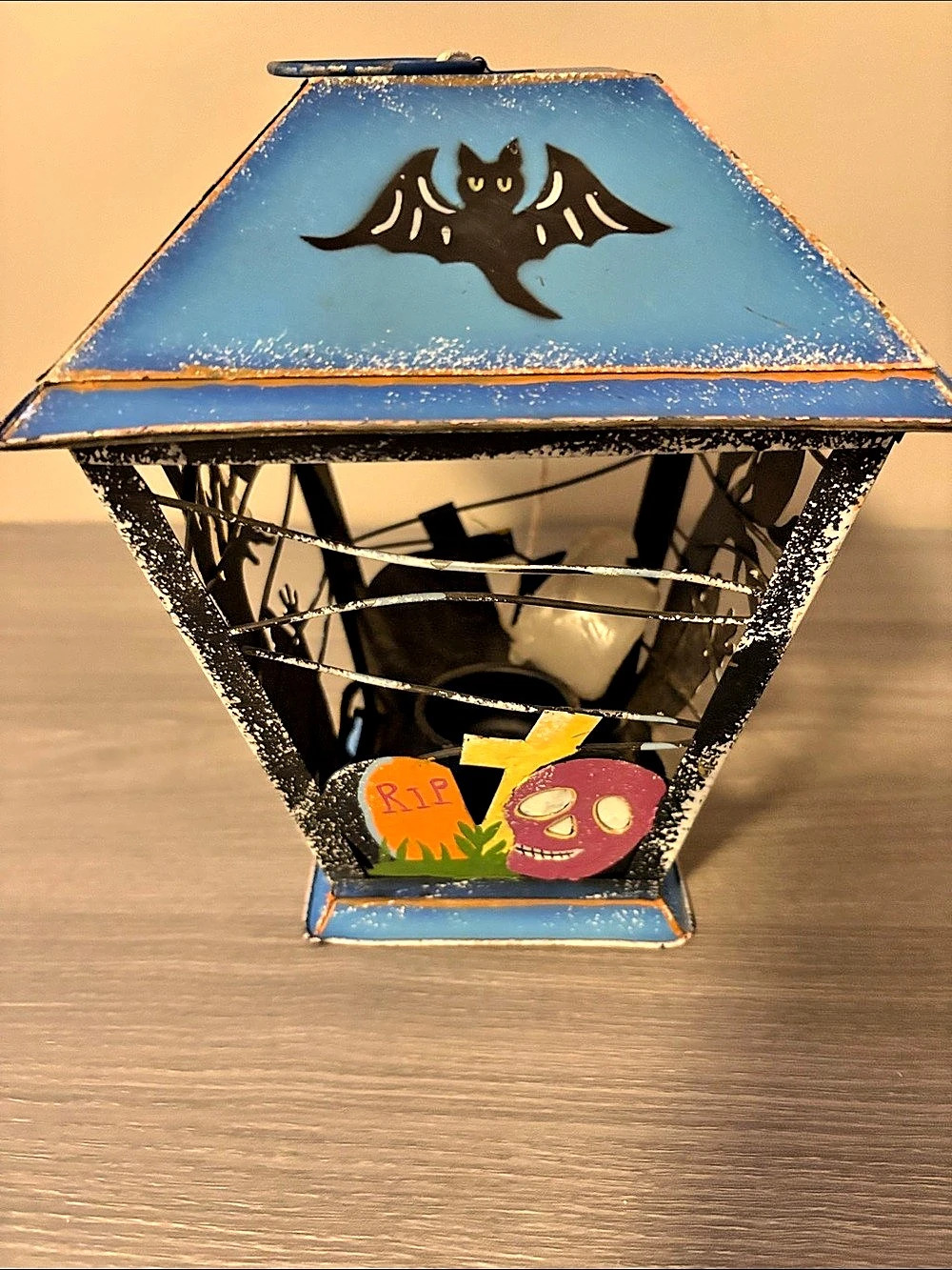 Vintage Halloween Lantern Metal Candle Holder
